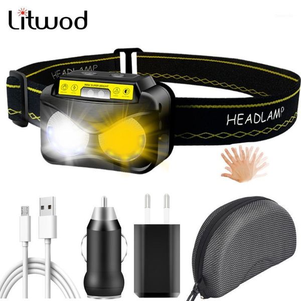 headlamps 2- core xm-l2 u3 sensor led headlamp built in battery head lamp headlight warm white emitting colors bulbs light1